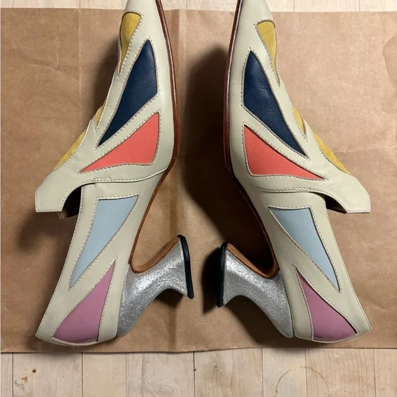 John Fluevog Super Fine Cardinal  Square Toe Loafer Heel - Picture 3 of 8